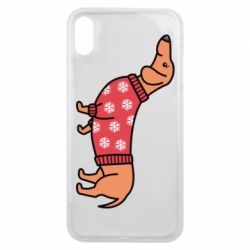 Чехол для iPhone Xs Max New Year's Dachshund - PrintSalon