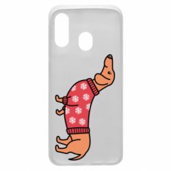 Чехол для Samsung A40 New Year's Dachshund - PrintSalon