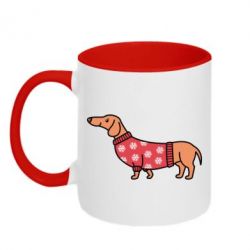 Чашка двокольорова New Year's Dachshund-PrintSalon Чашка двокольорова New Year's Dachshund