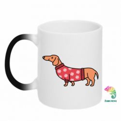 Чашка-хамелеон New Year's Dachshund - PrintSalon