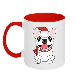 Чашка двокольорова New Year's French Bulldog-PrintSalon Чашка двокольорова New Year's French Bulldog
