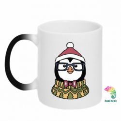 Чашка-хамелеон New Year's Penguin