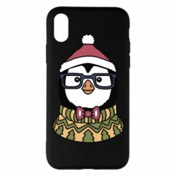 Чехол для iPhone X/Xs New Year's Penguin - PrintSalon