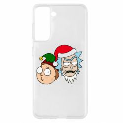 Чехол для Samsung S21 New Year's Rick and Morty