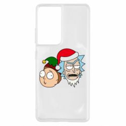 Чехол для Samsung S21 Ultra New Year's Rick and Morty - PrintSalon
