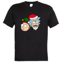 Мужская футболка  с V-образным вырезом New Year's Rick and Morty - PrintSalon