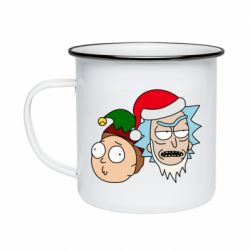Кружка эмалированная New Year's Rick and Morty - PrintSalon