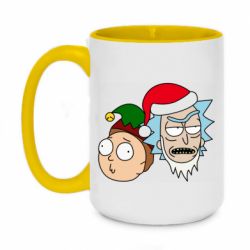 Чашка двухцветная 420ml New Year's Rick and Morty - PrintSalon