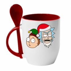 Чашка с ложкой New Year's Rick and Morty - PrintSalon