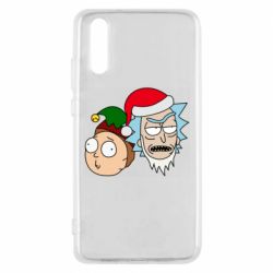 Чехол для Huawei P20 New Year's Rick and Morty - PrintSalon