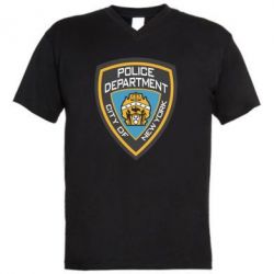 Мужская футболка  с V-образным вырезом New York Police Department - PrintSalon