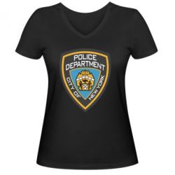 Женская футболка с V-образным вырезом New York Police Department - PrintSalon