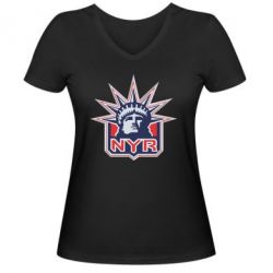 Женская футболка с V-образным вырезом New York Rangers - PrintSalon