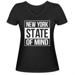 Женская футболка с V-образным вырезом New York state of mind - PrintSalon