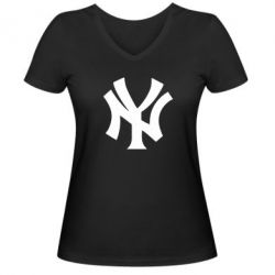 Женская футболка с V-образным вырезом New York yankees - PrintSalon