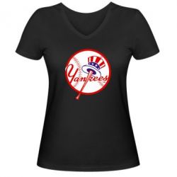 Женская футболка с V-образным вырезом New York Yankees - PrintSalon