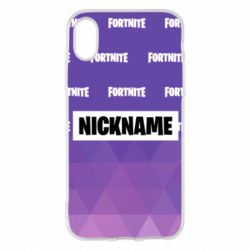 Чехол для iPhone X/Xs Nickname Fortnite with logo - PrintSalon