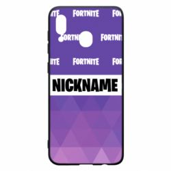 Чехол для Samsung A20 Nickname Fortnite with logo - PrintSalon