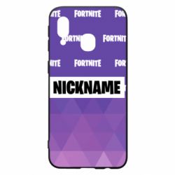 Чехол для Samsung A40 Nickname Fortnite with logo - PrintSalon