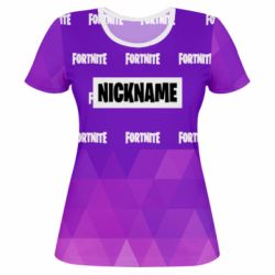 Женская футболка 3D Nickname Fortnite with logo - PrintSalon