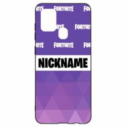 Чехол для Samsung A21s Nickname Fortnite with logo - PrintSalon