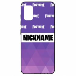 Чехол для Samsung A41 Nickname Fortnite with logo - PrintSalon