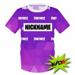 Детская 3D футболка Nickname Fortnite with logo - PrintSalon