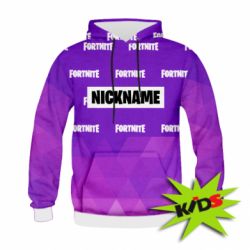 Детское 3D худи Nickname Fortnite with logo - PrintSalon