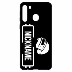 Чехол для Samsung A21 Nickname helmet pubg - PrintSalon