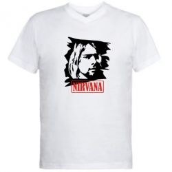 Мужская футболка  с V-образным вырезом Nirvana Kurt Cobian - PrintSalon