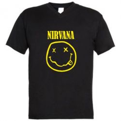 Мужская футболка  с V-образным вырезом Nirvana (Нирвана) - PrintSalon