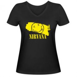 Жіноча футболка з V-подібним вирізом Nirvana Smile - PrintSalon