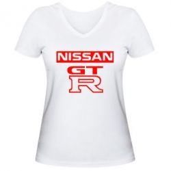 Жіноча футболка з V-подібним вирізом Nissan GT-R - PrintSalon