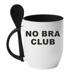 Чашка з ложкою No bra club - PrintSalon