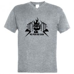 Чоловіча футболка з V-подібним вирізом No pain no gain - PrintSalon
