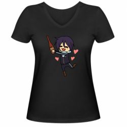Женская футболка с V-образным вырезом Noragami and drink - PrintSalon