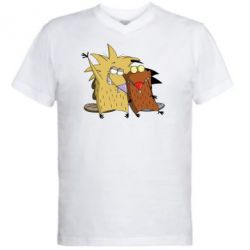 Мужская футболка  с V-образным вырезом Норберт и Деггет - PrintSalon