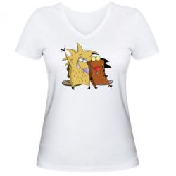 Женская футболка с V-образным вырезом Норберт и Деггет - PrintSalon