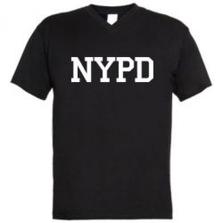 Мужская футболка  с V-образным вырезом NYPD - PrintSalon