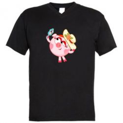 Мужская футболка  с V-образным вырезом Нюша в шляпке - PrintSalon