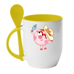Чашка с ложкой Нюша в шляпке - PrintSalon