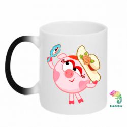 Чашка-хамелеон Нюша в шляпке