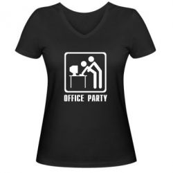 Женская футболка с V-образным вырезом Office Party - PrintSalon