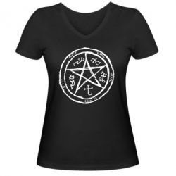 Женская футболка с V-образным вырезом Оккультный символ Сверхъестественное - PrintSalon