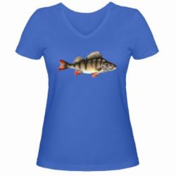 Женская футболка с V-образным вырезом Окунь - PrintSalon