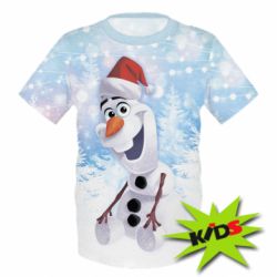 Детская 3D футболка Olaf in a New Year's hat