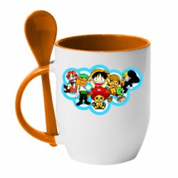 Чашка с ложкой One peace anime heroes - PrintSalon