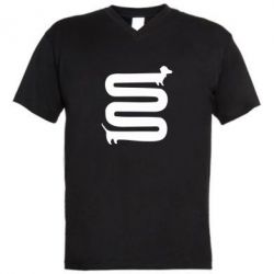 Мужская футболка  с V-образным вырезом оооочень длинная такса - PrintSalon