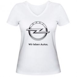 Женская футболка с V-образным вырезом Opel Wir leben Autos - PrintSalon