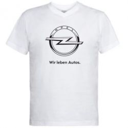 Мужская футболка  с V-образным вырезом Opel Wir leben Autos - PrintSalon